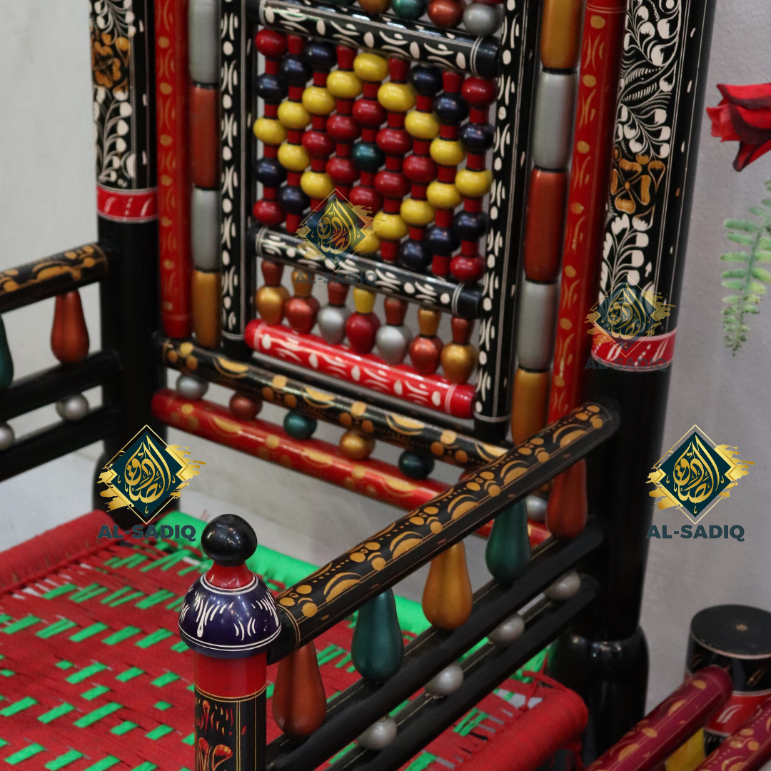 Exquisite Handmade Traditional Colorful Rosewood (Sheesham) Chinioti Chairs (2 chairs, table not included) ,Decor - Elevate Your Home's Look with High-Quality Craftsmanship - AL-SADIQ